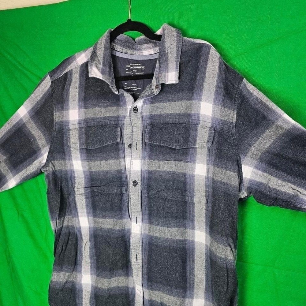 REI Co-op Mens XLarge Blue Plaid Flannel Button Down Shirt Cotton Long Sleeve